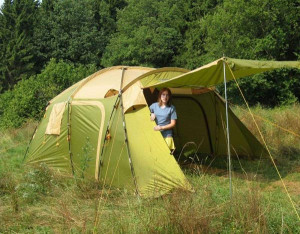 Tent with canopy in the forest
